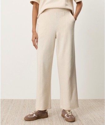Brand New  Pact Organic Cotton Airplane Pintuck Wide Leg Pant - Medium 29'' Cream