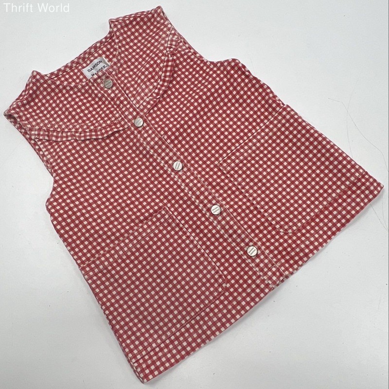 Damson Madder Women's Red White Gingham Madder Vest Checkered NWT Sz 2