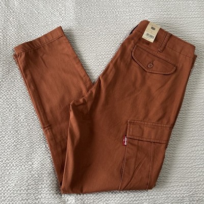 Levis Lo-Ball Cargo Pant Mens W33 L31 Rust Red Ripstop Utility Workwear Big Logo