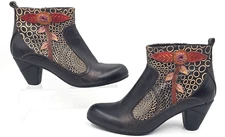L'Artiste Spring Step Parfum Leather Heel Boots Booties Boho Artist Whimsy Sz 40