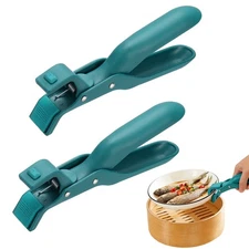 2Pcs Hot Plate Grippers, Silicone Anti Scald Bowl Holder Clip for Cooking, Green