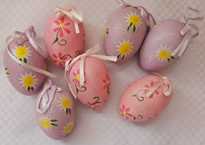 Lot Of 7 Colorful Decorated Easter Eggs/ Easter Decor/ Easter Egg Hunt