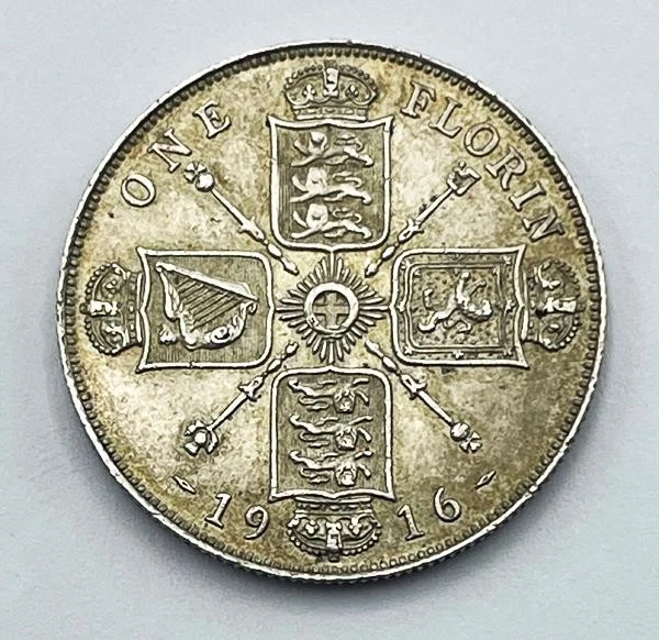GEORGE V SILVER TWO SHILLINGS COIN 1916 FLORIN - Image 2 of 2