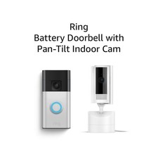Ring Battery Doorbell with Ring Pan-Tilt Indoor Cam White Satin N... Fast Ship