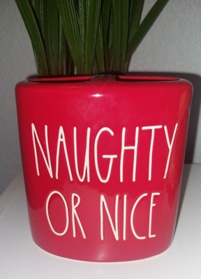 Rae Dunn NAUGHTY or NICE Red Toothbrush Holder Christmas New No Box