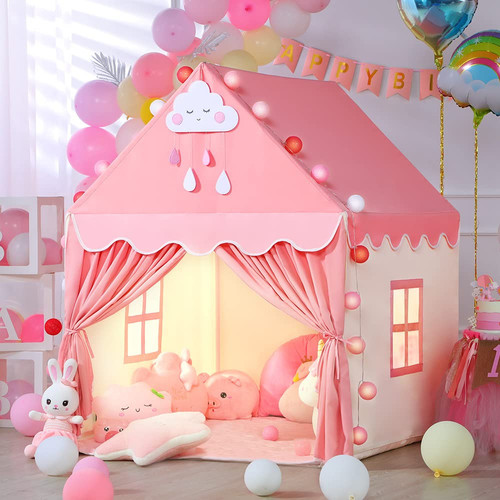 Kids Play Tents for Girls Large Fairy Playhouse for Kids Princess Castle Tent...