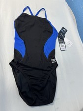 NWT Speedo Women's Swimsuit One Piece Endurance Black/Blue 027556417311 Sz.6/32