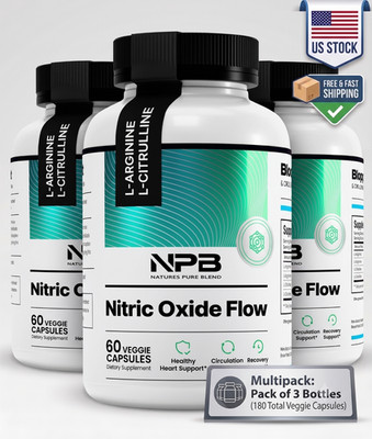 3 pack Nature's Pure Blend Nitric Oxide Supplement for Men L-Arginine EXP 6/2027