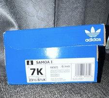 adidas Samoa I Unisex Kids Black/White Low Top Leather Sneakers US 7K FW3672