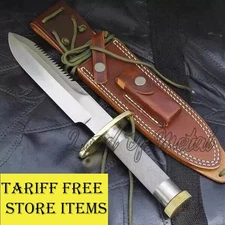 Custom Handmade D2 SteelHunting Viking Survival Bowie Hollow Bowie W/Sheath