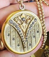 ANTIQUE Gold Filled LOCKET Chain Pendant NECKLACE Art Deco Nouveau