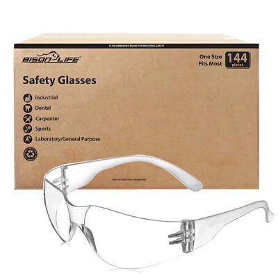 Crystal Clear Safety Glasses, ANSI Z87.1, Impact & Scratch Resistant