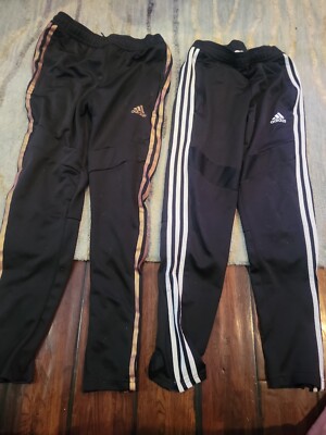 NWT Boys Lot of (2) Adidas Performance Black & Gray 3-Stripe Track Pants, MEDIUM