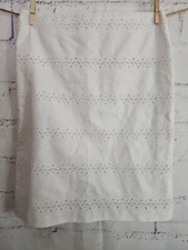Talbots Petite White Eyelet Straight Skirt Size 4 Back Zipper  Slit Full Lined