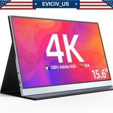 EVICIV 15.6" 4K 3840 2160 HDR Ultra Slim Portable Monitor USBC HDMI Input Silver
