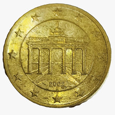   50 Cent Germany 2002 A – Error Coin (Double Rim, Weak Strike, Blurred Mintmark
