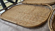 Vintage Wicker Rattan Bamboo Serving Lap Tray Tiki Boho 19” x 13”