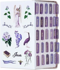 Purple Bible Tabs with Stickers, Laminated Large Print, 16 Tabs for Bible Study