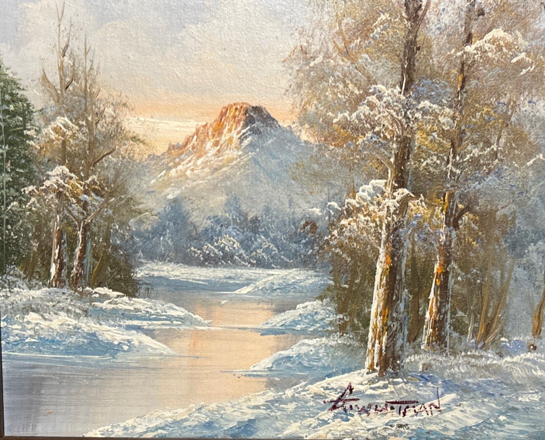 LISTED ARTIST George Whitman ORIGINAL OIL PAINTING Winter Snow