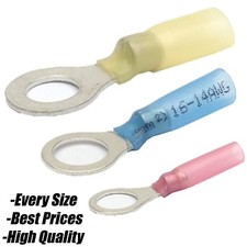RED BLUE YELLOW Heat Shrink Ring Hoop Terminals Electrical Wire Connector Eyelet
