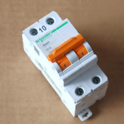 One Schneider Easy 9 Easy9 C10 2 Pole 10 Amp Circuit Breaker EA9AN2PC10 #10
