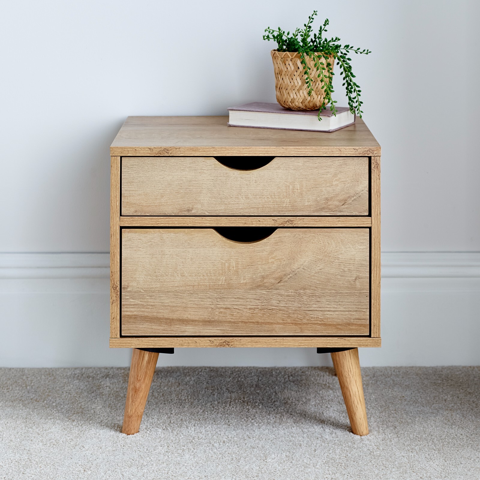 Pair of Molle Wooden 2 Drawer Oak Finish Bedside Table By Time4Sleep