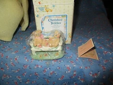 NIB Cherished Teddies CRT240 Two Bears on Bench Event Figurine