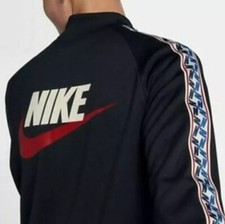 NWT Nike Men  s Taped Poly Jacket Size: Large Color: Black Red White MSRP: 90