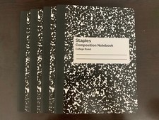 4 Pack Composition Notebooks- Staples College Ruled 100 Sheets Black 