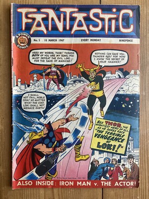 Marvel Comics 1967: Fantastic #5, Silver Age Comic (UK) Thor vs Loki 1st Rematch