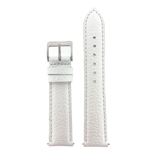 Bracelet de montre cuir métallique blanc rembourré barres de ressort intégrées 12 mm - 20 mm  - Photo 1/10