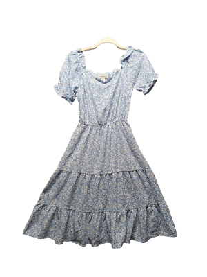 monteau midi dress MONTEAU Women Summer Flare Midi Dress XS(0-2) Scallop Neckline Flower Print  US