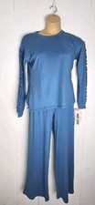 MUK LUKS Women's Considered Comfort Butter Knit Pajama Set Blue A521604 NWT