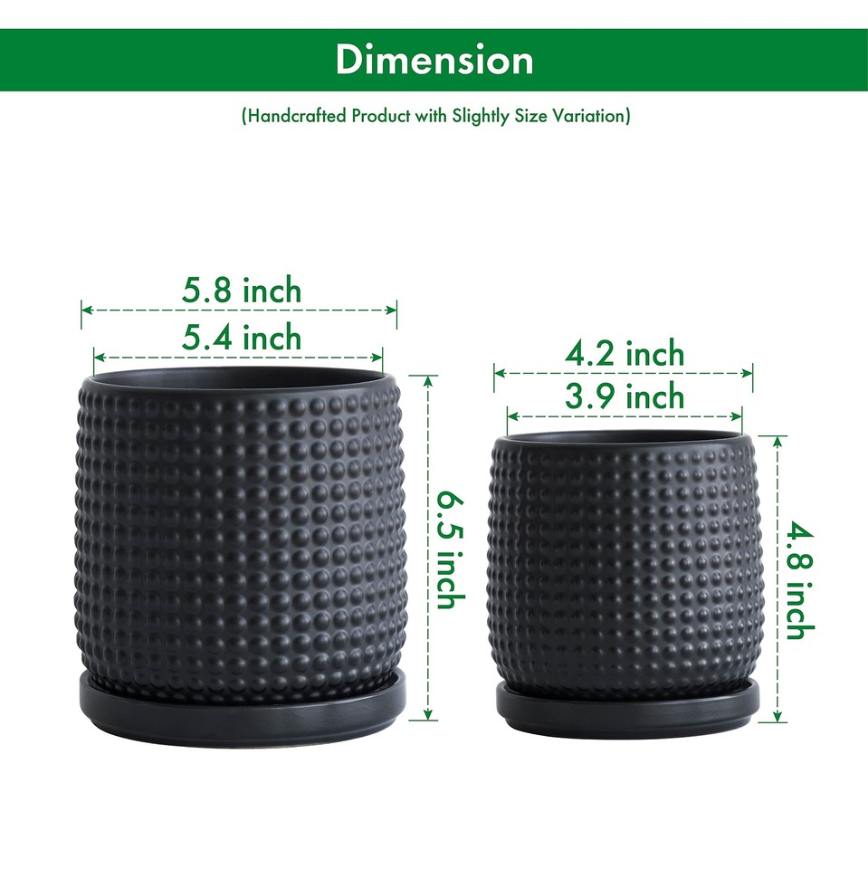 6 Inch 4 Inch Ceramic Indoor Planter Pots with Drainage Hole and Saucer