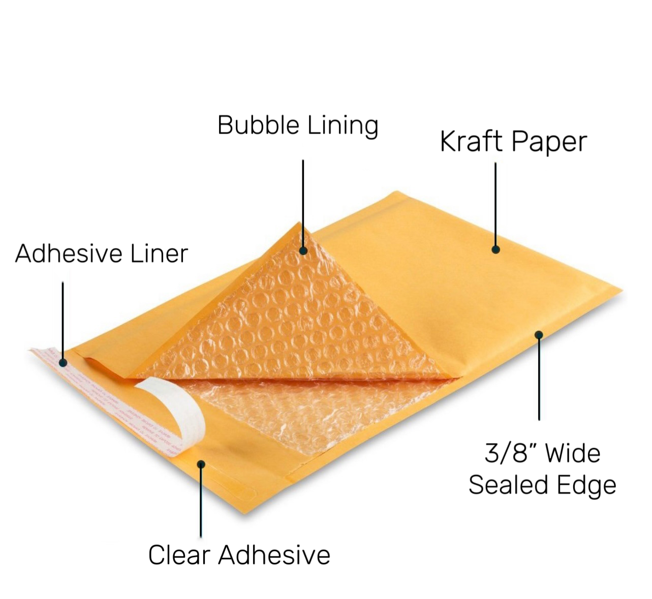 Kraft Bubble Mailer Padded Envelopes 000 00 0 1,2,3,4,5,6,7 US