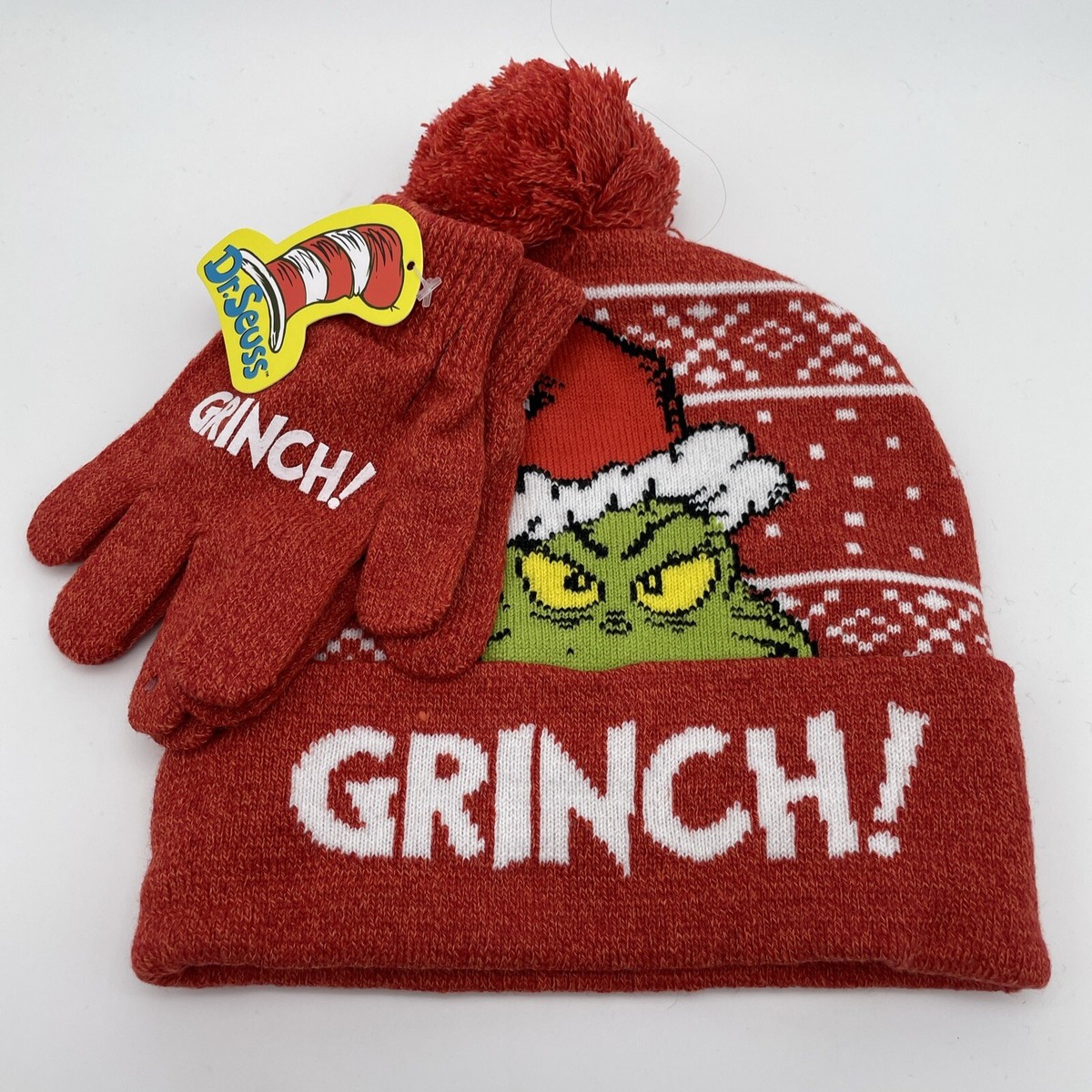 Seuss The Grinch Who Stole Christmas Kids Knit Pom Beanie Hat