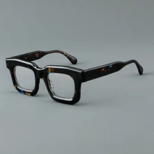 Acetate Retro Square Eyeglass frames Full Rim Glasses Women Men Clear lenses