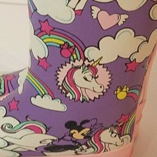 Disney, Size 10, Minnie Mouse and Unicorn Rubber Rain Boots, Soft Lined w Handle