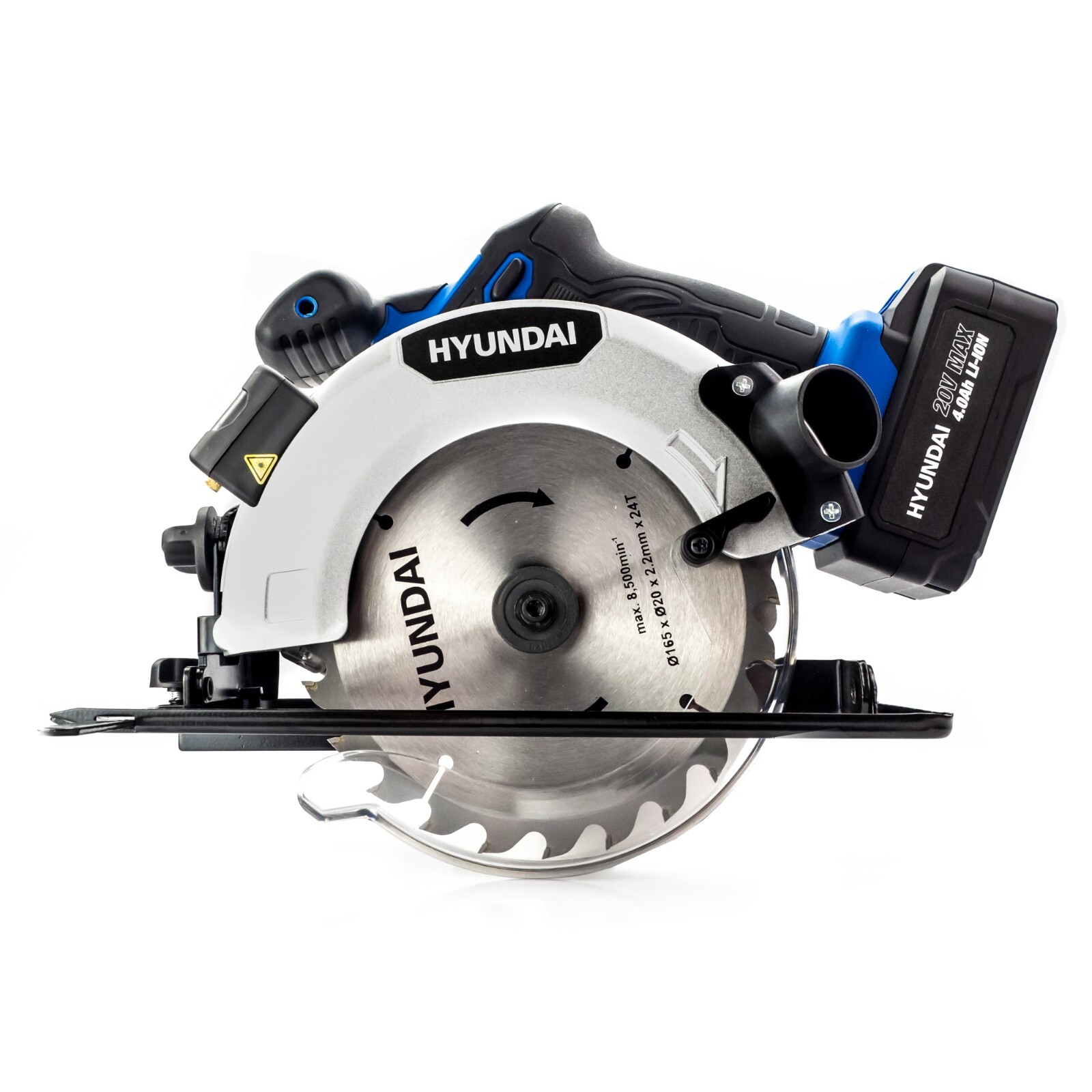 Hyundai 20V MAX Cordless Circular Saw 165mm TCT Blade, 4Ah Li-Ion Battery HY2183