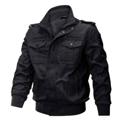 KEFITEVD Bomber Jackets Men Casual Cargo Military Motorbike Jacket Cotton  UK