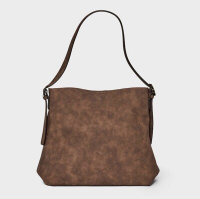 Slouchy Bucket Shoulder Bucket Bag Universal Thread Brown