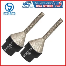 2pcs 1/4*1" Diamond Milling Finger Bit Beveling Chamfer Hole Saw Porcelain Tile