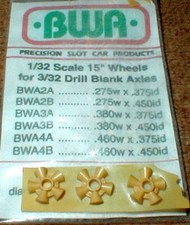 3 Cragar Wheel Inserts by BWA unpainted 3/8" X 1/8" Slot Car Vintage 1970 NOS