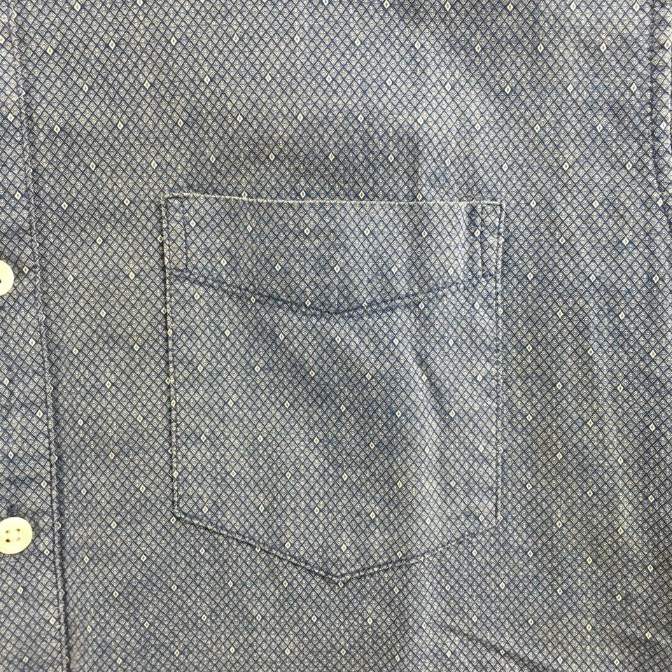 Camisa Marc Anthony Calce Ajustado Abotonada Hombres M Azul Denim Mezcla Algodón Manga Corta Foto 4 de 4