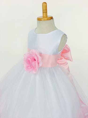 Flower Girl Dress Bridesmaid White Rose Petal Birthday Recital Pageant Easter 24 - 第 155/177 張圖片