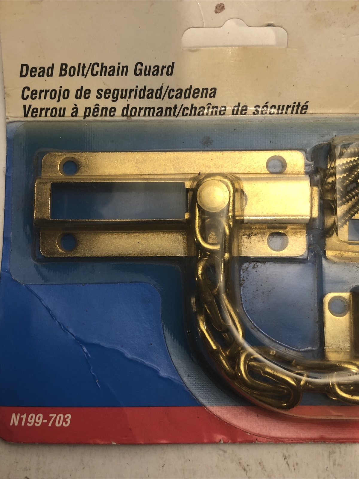 National Hardware Brass Dead Bolt Sliding Chain Lock Door Guard V837S