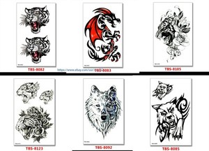 6 X MenTemporary Tattoos Body Arm Tattoo Sticker Half Sleeve Fake Waterproof