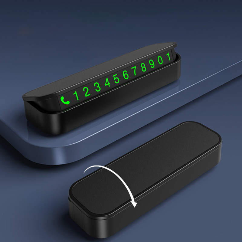 black Car Temporary Parking Phone Number Plate, Hidden Illuminated