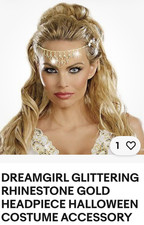 DREAMGIRL GLITTERING RHINESTONE GOLD TONE HEADPIECE HALLOWEEN COSTUME ACCESSORY