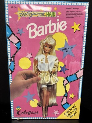 Colorforms Barbie Hollywood Hair Dress-Up Set No. 760 1987 Vintage Ages 3+